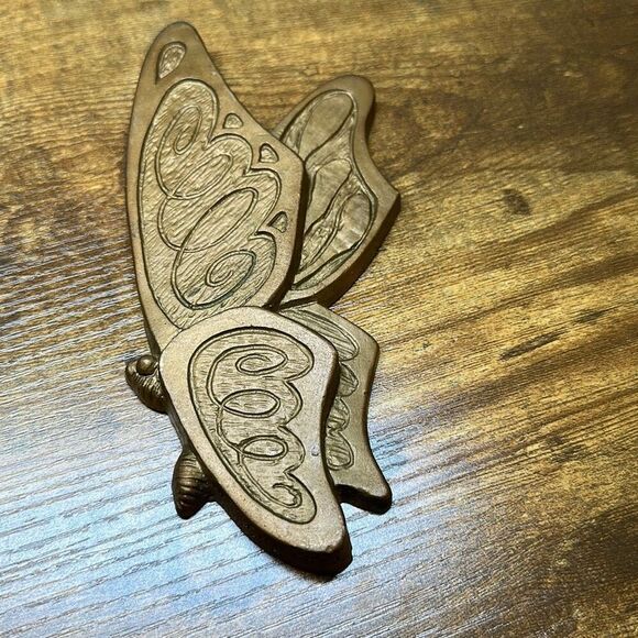 Vintage Universal Statuary 1973 Retro Gold Plastic Butterfly Wall Plaque 2pc Set - Picture 5 of 7